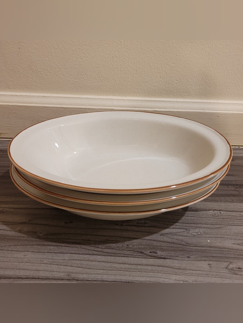 Lot Of 3 Bonsai Collection Stonewar Oval Shaped Dinner Plate 10" Cream Japan